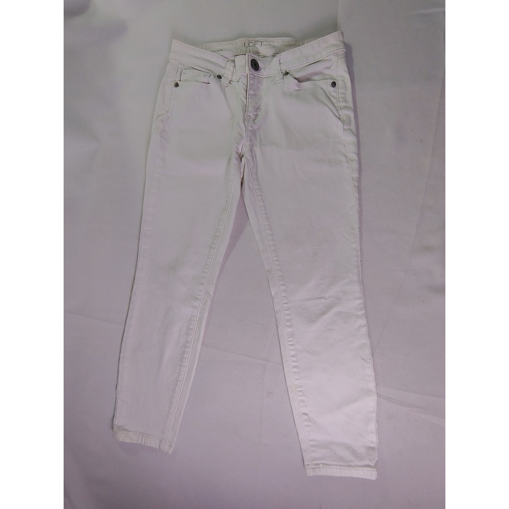 Ann Taylor LOFT Modern Skinny Ankle Jeans White Denim Pants‎ Womens Size 26 / 2P